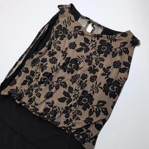 Valerie Bertinelli Mini Flower Dress Size 8 Brown/Black Body Contour V-Neck